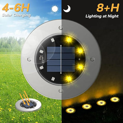 INCX Halloween Solar Lights Outdoor,12 Pack Solar Pathway Lights with Auto On/Off，Waterproof & Anti-Rust Landscape Lighting for Garden, Yard, Patio, Deck - Halloween Decorations,Yellow