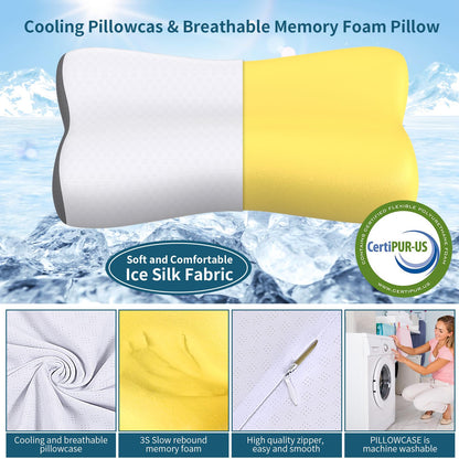 Cervical Neck Pillow for Pain Relief, Contour Memory Foam Pillows for Sleeping, Ergonomic Pillow Orthopedic Cooling Pillow Bed Pillow Neck Support for Side Back Stomach Sleepers
