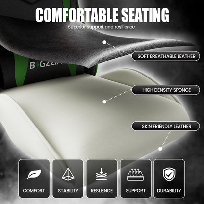 Bigzzia Gaming Chair, Ergonomic Video Game Chairs with Pillow and Lumbar Support, Racing Style Height Adjustable Computer Chair with 360°-Swivel Seat for Adults and Teens