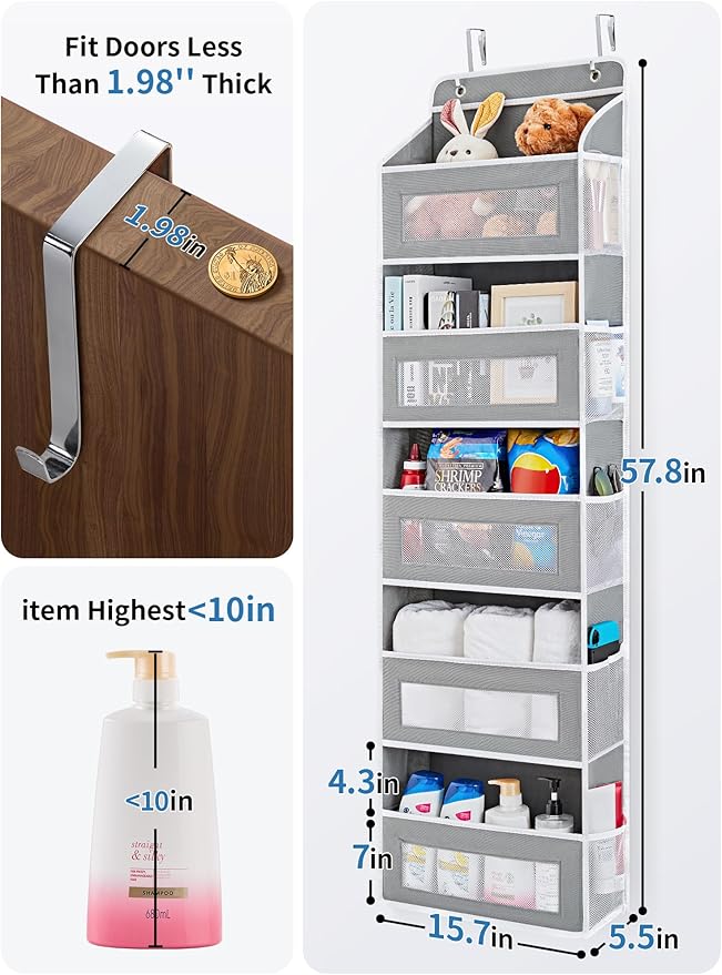 JARLINK Over The Door Organizer Storage, 5 Shelf Hanging Door Organizer