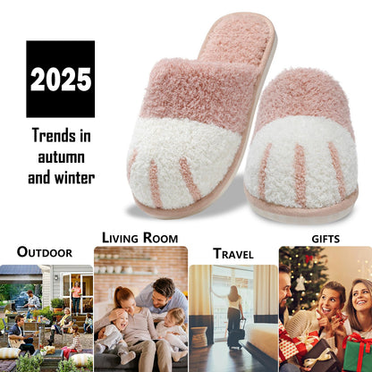 MAXTOP House Slippers for Women Cat Paw Cute Fuzzy Slippers with Memory Foam Fluffy Cozy Christmas Birthdays Gifts for Woman Mom Indoor and Outdoor Size 9 10