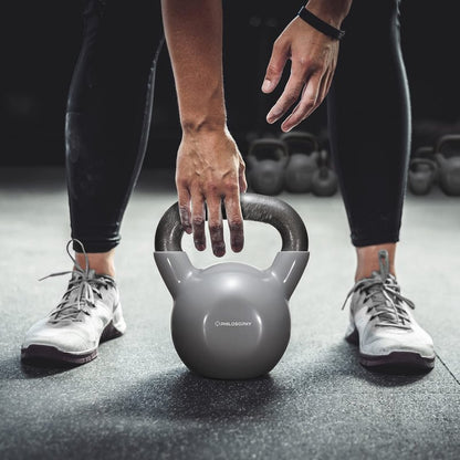 Philosophy Gym Vinyl Coated Cast Iron Kettlebell Weight 50 lbs - Black