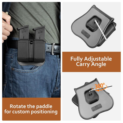 GUN & FLOWER Universal Double Magazine Holder with Silicone Paddle, OWB Magazine Holster Fits 9mm/.40 Double Stack Mags, Mag Pouch Compatible with Glock/Taurus/Beretta/Sig/H&K/CZ/S&W/Colt