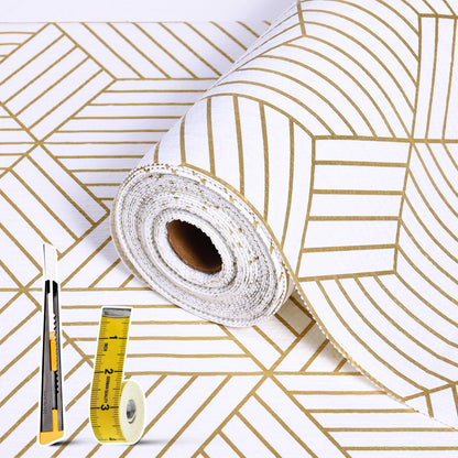 Shelf Liners for Kitchen Cabinets 17in x 30FT, Non Adhesive Cabinet Liner Strong Non-Slip Golden Leaf Drawer Liner, Easy to Clean for Shelf, Cabinet with Knife and Tape Measure