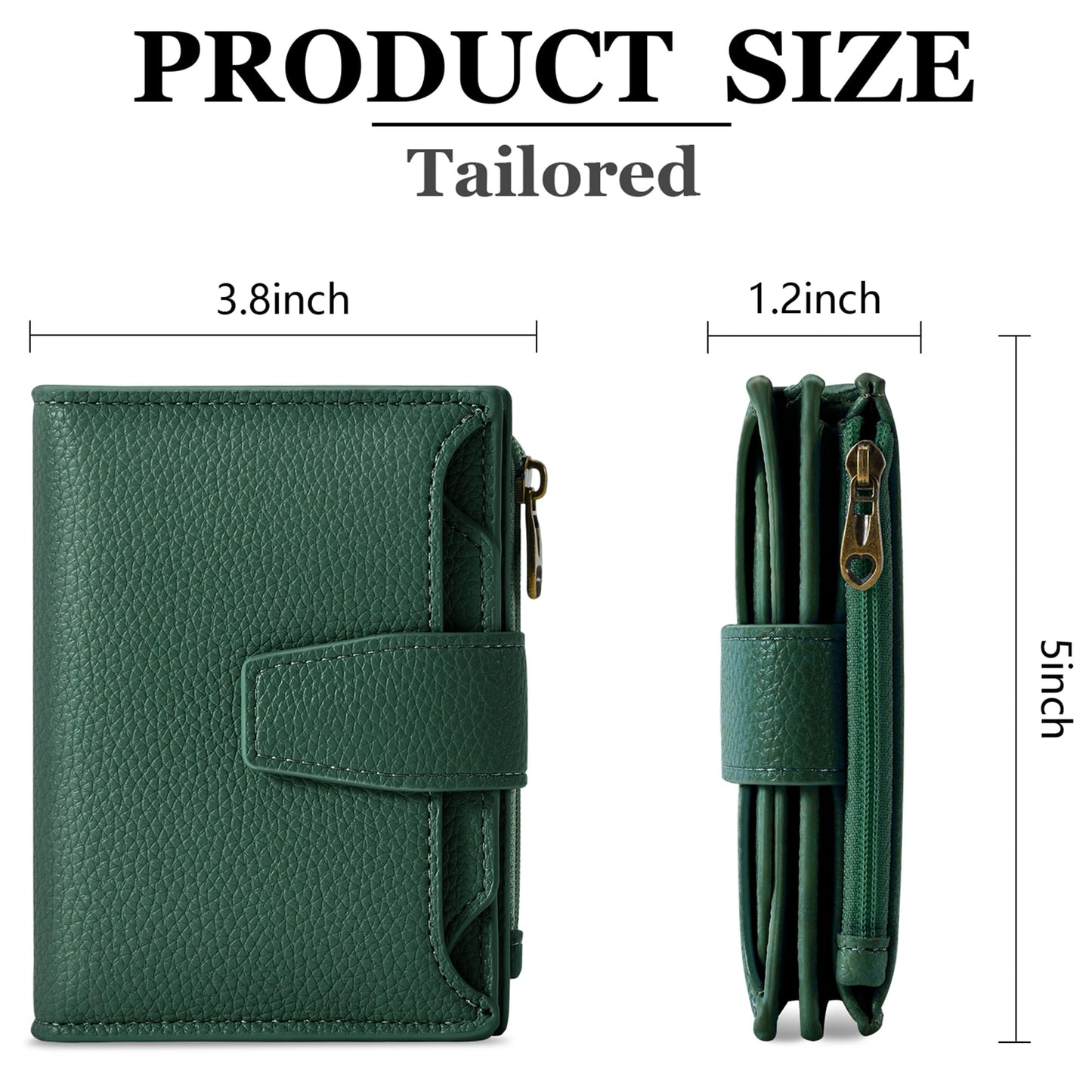 Airkit Small Wallet Women RFID Blocking Soft Leather Bifold Compact Card Holder Wallet for Women with Zipper Coin Pocket 4 ID Window