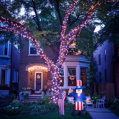 JMEXSUSS 400 LED Red White and Blue Lights Plug in, 4th of July Decorations Patriotic Lights Outdoor for American Holiday Tree Party Independence Memorial Day Decor