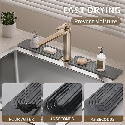 Faucet Mat for Kitchen Sink, Diatomite Stone Drying Sink Protectors, Bathroom