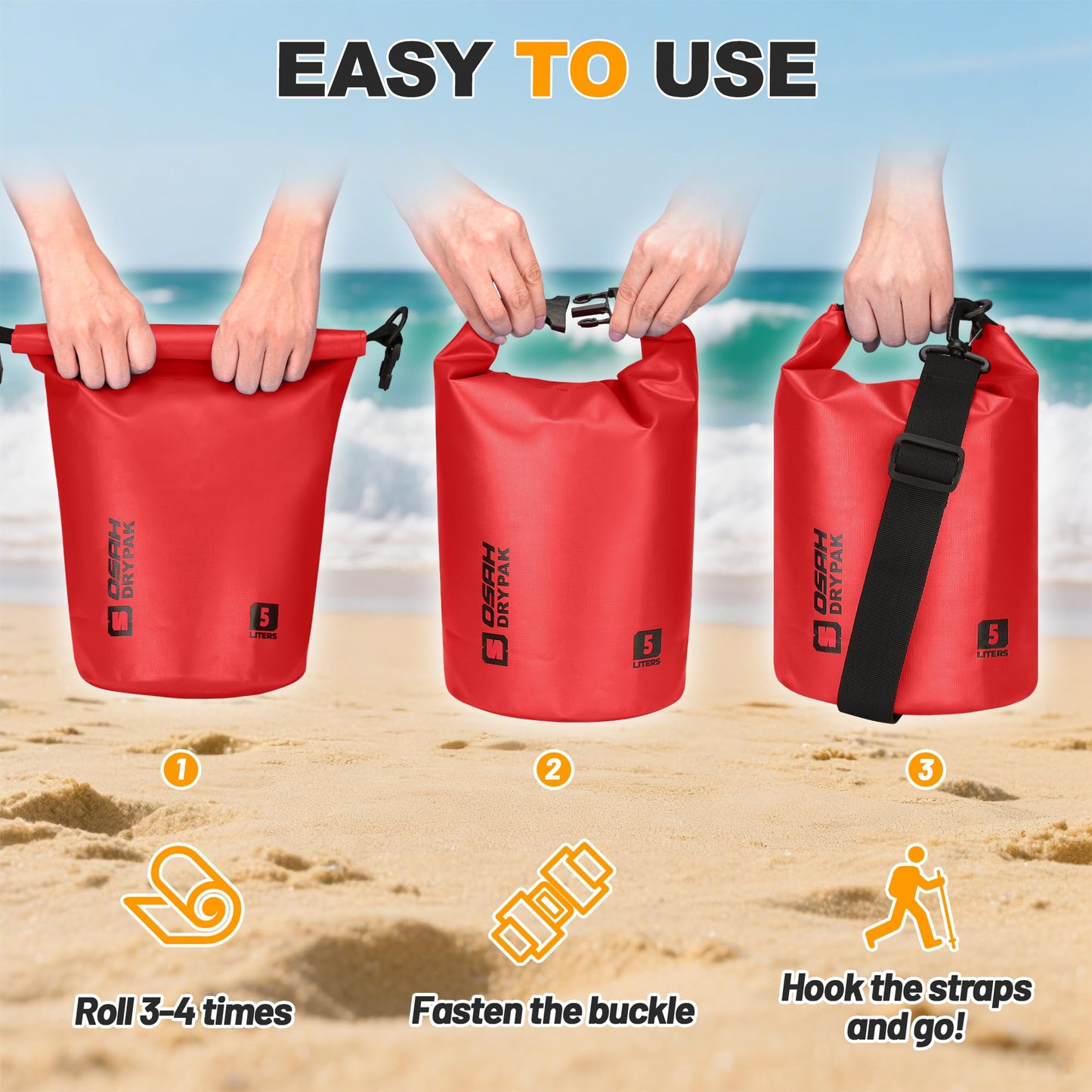 Waterproof Dry Bag, 5L/10L/20L/30L/40L Roll Top Lightweight Storage Backpack with Phone Case for Women & Men, Floating Waterproof Sack for Travel, Swimming, Kayaking, Paddle Board, Camping & Beach