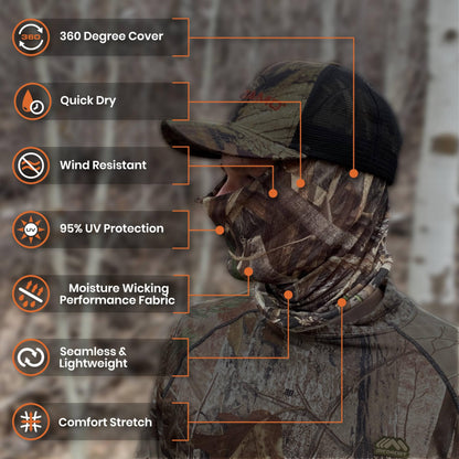 QuikCamo Camo Neck Gaiter Face Mask (Realtree Max-5)