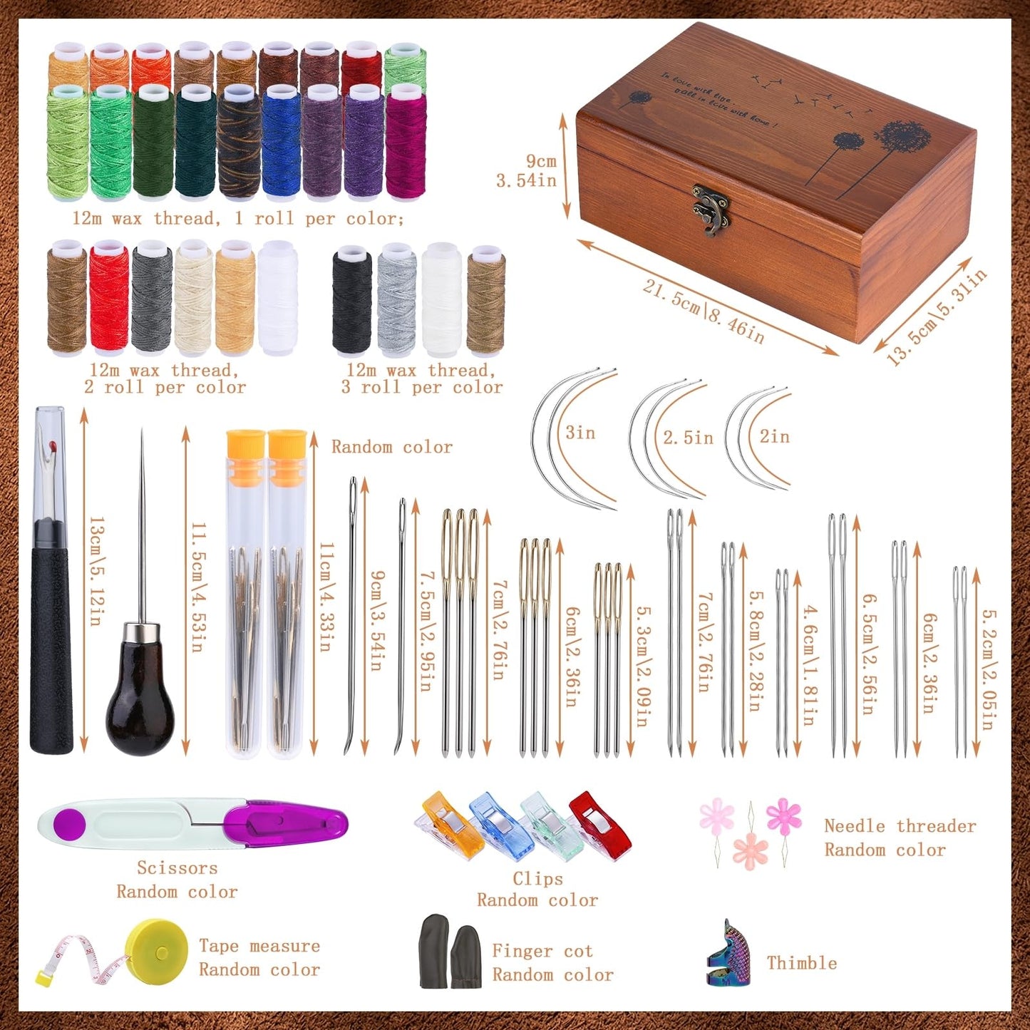 BUTUZE Sewing Kit, Leather Sewing Kit, Upholstery Repair Kit, Leather Sewing Tools with Large-Eye Stitching Needles, Waxed Thread, Leather Stitching Kit for DIY Leather Craft