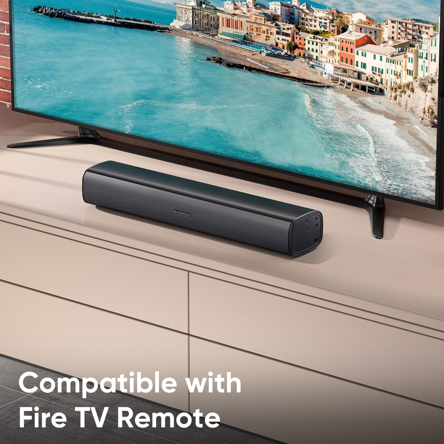 RIOWOIS Sound Bar for Smart TV, Soundbar for TV with Bass Reflector and Easy Set up, Home Audio Surround Sound System for TV PC Projector, Wall Mountable