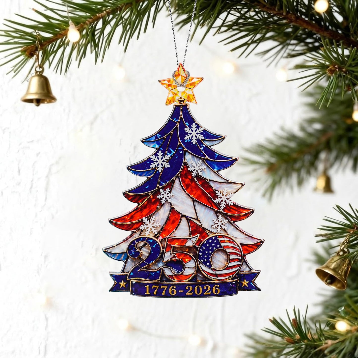 250 Anniversary USA Merchandise - Christmas Ornament 2026 - United States 250th Anniversary Decor – America 250 Years Patriotic Home Decor, 1776–2026 Commemorative Gift, Independence Gift