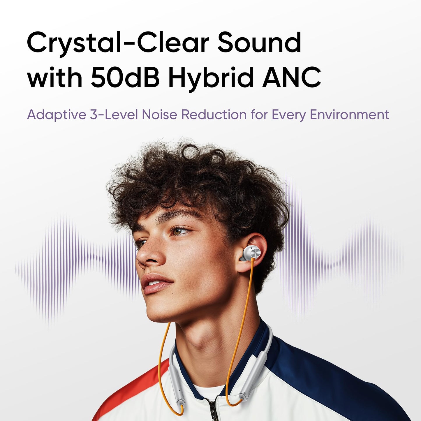 realme Buds Wireless 5 ANC in Ear Bluetooth Headphones, 50dB ANC, 13.6mm Dynamic Bass Driver, 360° Spatial Audio, 45ms Low Latency, Upto 38hrs Playback, IP55 Rating, Dual Device Connection - (Purple)