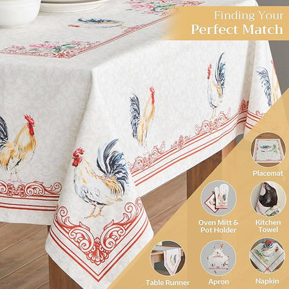 Maison d' Hermine Table Cloth Rectangle Table 100% Cotton 70 x 108 Inches Tablecloth Reusable Decorative Everyday Use for Dining Room, Farmhouse, Home Party, Festive & Wedding Spring Summer - Campagne