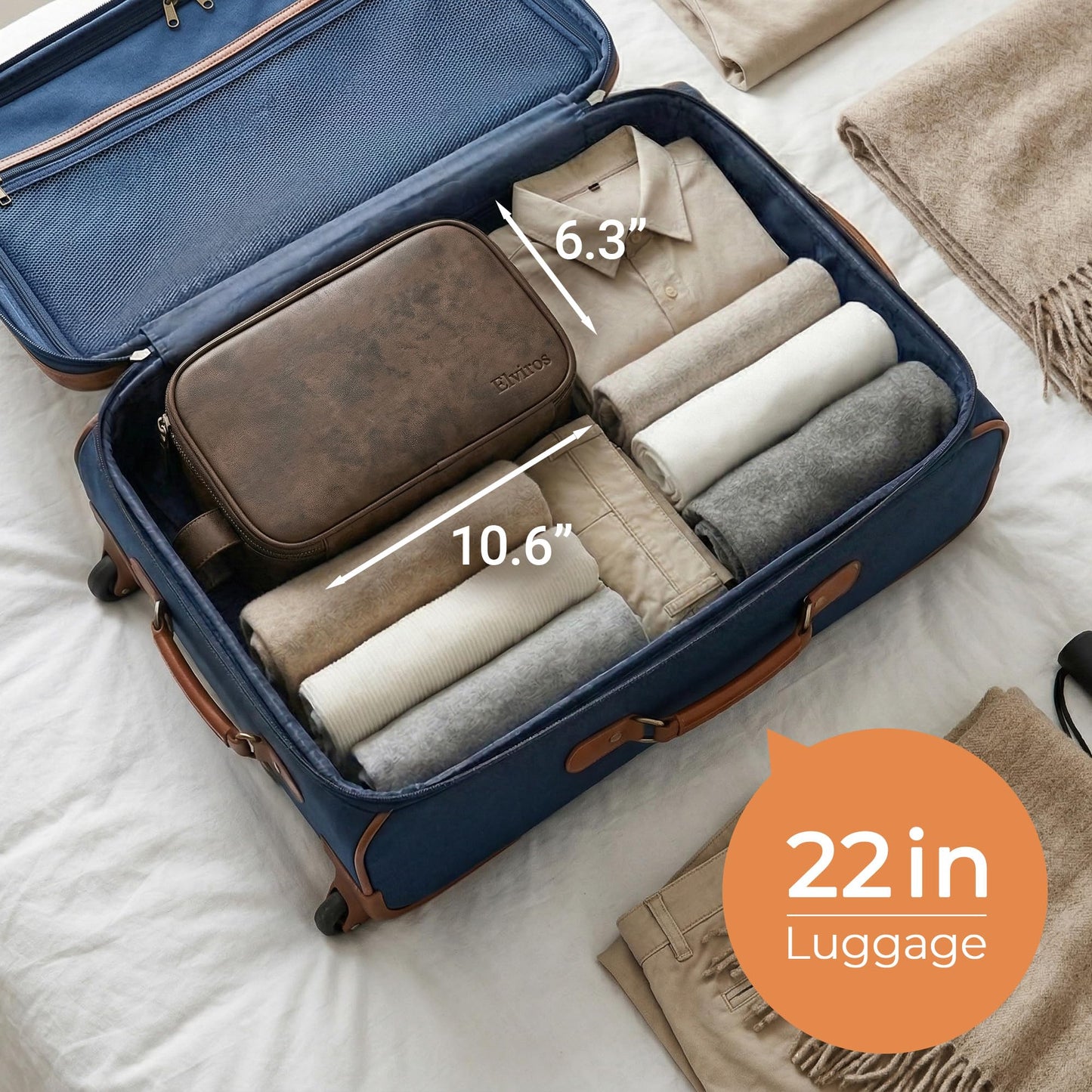 Elviros Toiletry Bag for Men, Large Travel Shaving Dopp Kit Water-resistant Bathroom Toiletries Organizer PU Leather Cosmetic Bags Fathers Day Gift (Medium, Chocolate)