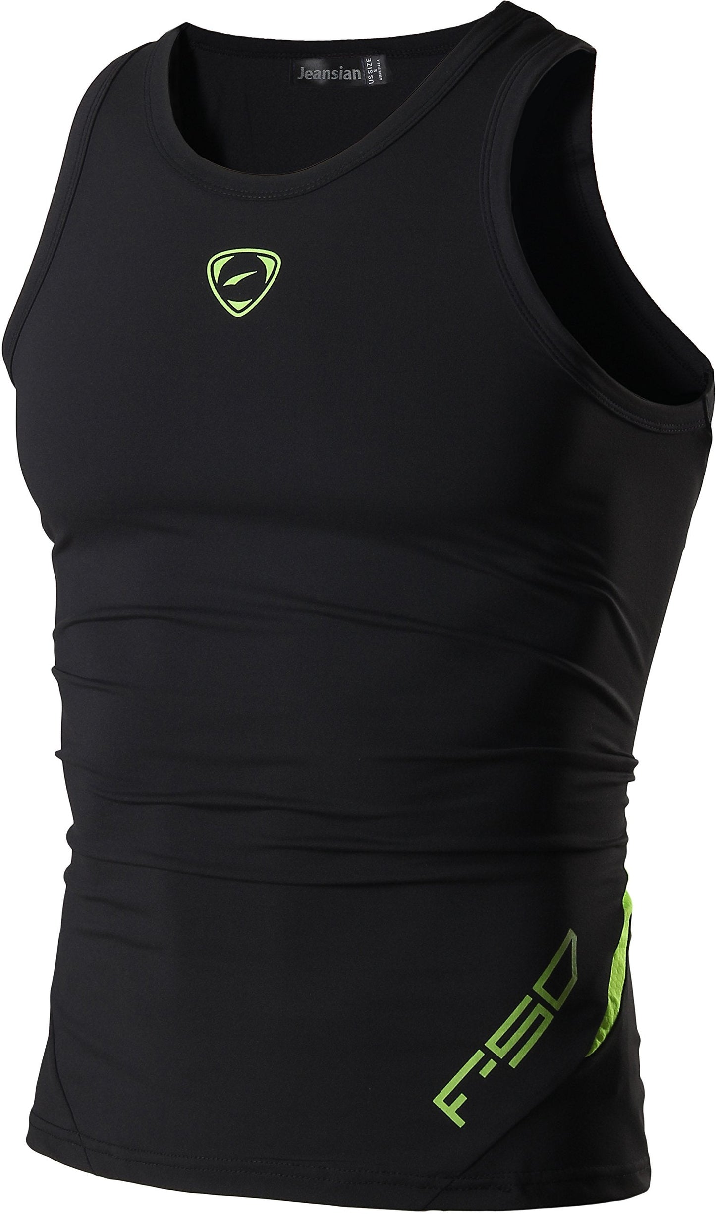 jeansian Mens Sport Sleeveless Tee Shirt Beach Tank Tops Tanktops Fitness Workout Vest LSL3306_Black_L