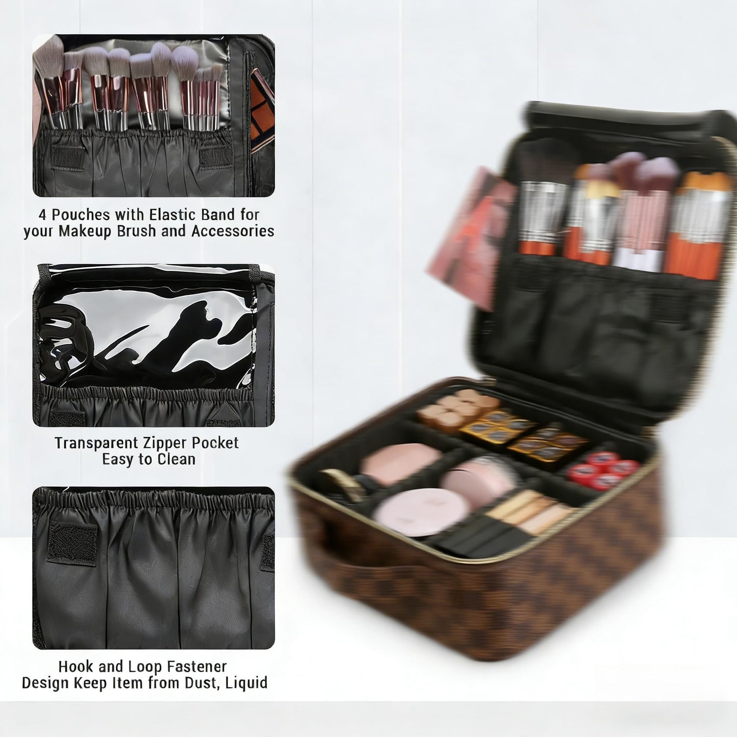 WIRIBEY Large Cosmetic Bag, Portable Makeup Bag with Adjustable Partition, Cosmetic Bags for Women Toiletry Travel Organizer Portable Make Up Bags for Christmas Birthday Gifts