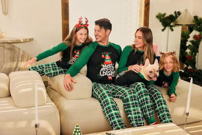 Haloumoning Family Christmas Pajamas Matching Sets Xmas PJs Sets Holiday Jammies Sleepwear Green