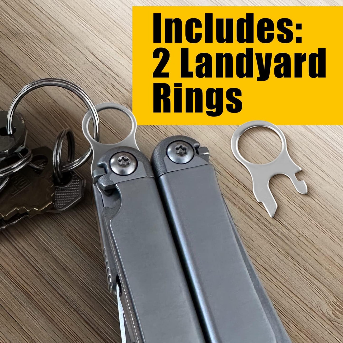 [2-Pack] 2 Quick Release Pocket Clips + 2 Lanyard Rings Compatible With Leatherman Wave & Charge MultiTools - Stainless Steel Deep Carry Pocket Clip Won't Bend or Snap - Install or Replace In Seconds