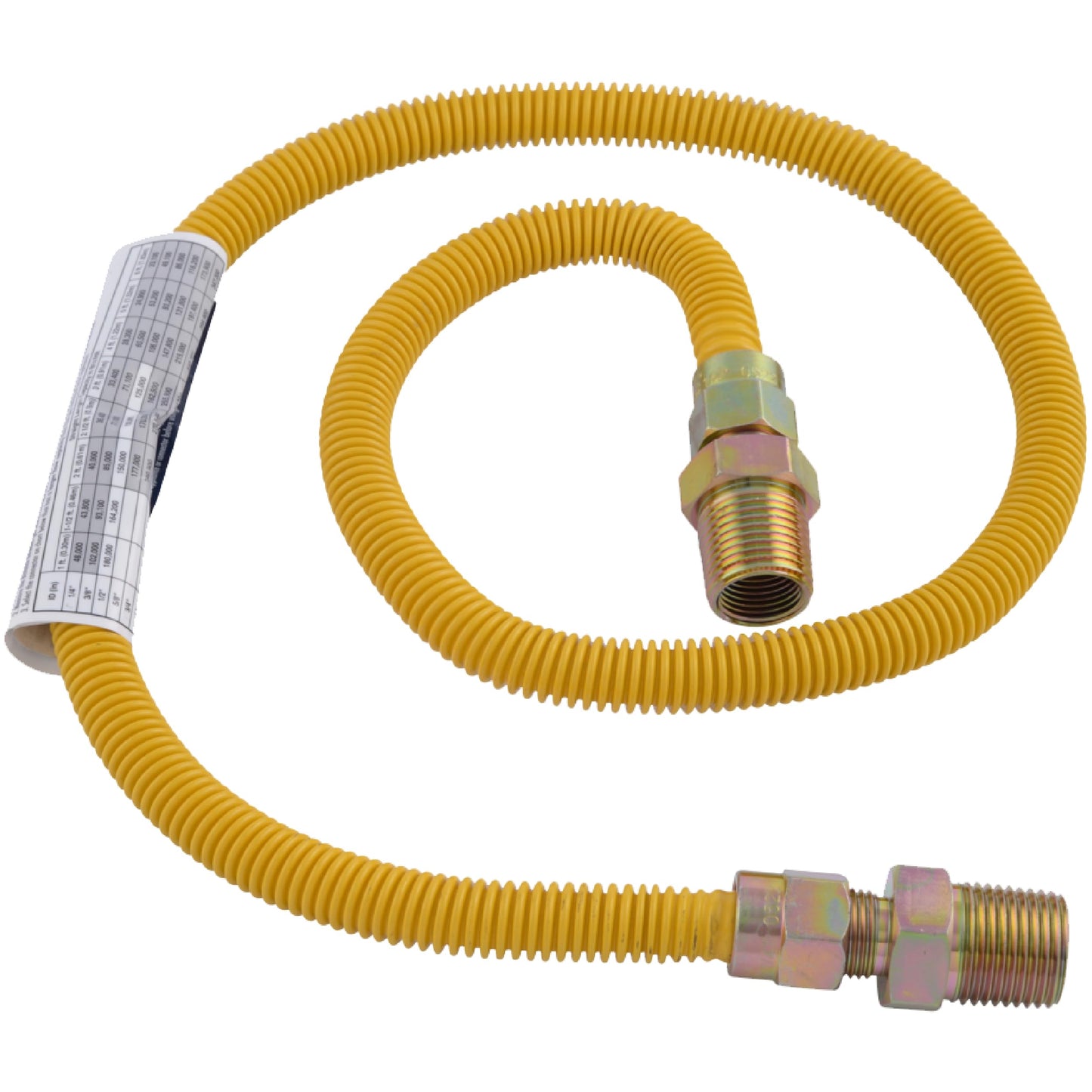 Eastman 48 Inch x 3/8 in OD Flexible Gas Line Connector, 1/2 x 1/2 in MIP Fitting Ends, Stainless Steel with Epoxy Coating, 10YE505048B