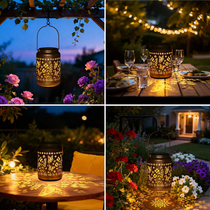 Lyeasw Garden Decor Butterfly Solar Lanterns Waterproof, Christmas Garden Gifts for Women Mom Grandma, Hanging Solar Lights for Outside, Metal Outdoor Decorations for Patio, Yard, Pathway(Bronze)