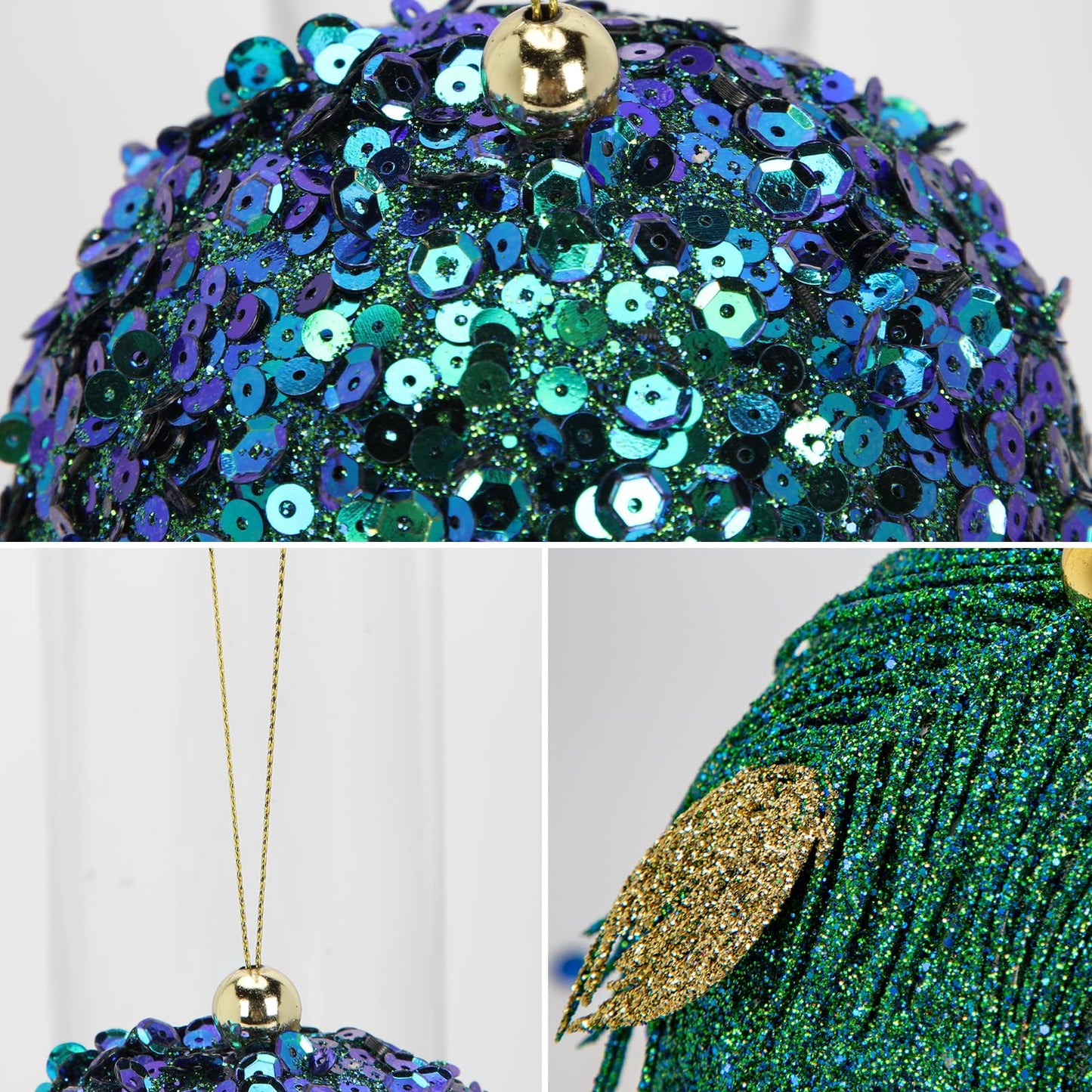 Briful 3.93'' Christmas Ball Ornaments Xmas Tree Decorations, Elegant Peacock Blue Christmas Ornaments for Home Decor Indoor Garland Holidays – Set of 12 Unique