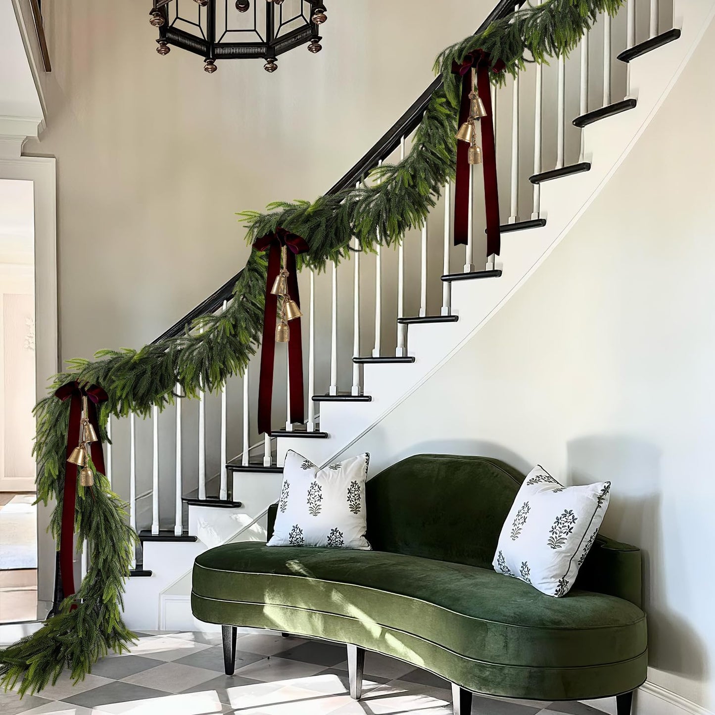 N&T NIETING 15FT Christmas Norfolk Pine Garland Real Touch Pine Artificial Garlands Faux Greenery Garland Winter Christmas Garland for Table Mantle Fireplace Indoor Outdoor Xmas Decorations (1 Pcs)