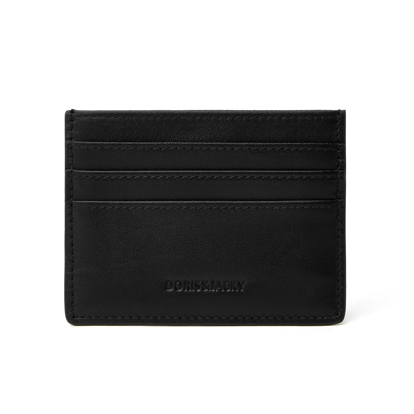 DORIS&JACKY Minimalist Leather Card Holder Wallet, Slim Lambskin Credit Card Case Card Protector, 6 Card Slots Thin Business Wallet for Men and Women(DS901-Black)