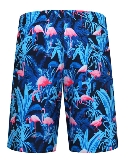 ELETOP Men's Swim Trunks Quick Dry Bathing Suit Swimming Board Shorts Mesh Lining Beach Swimwear Flamingo Blue 3XL
