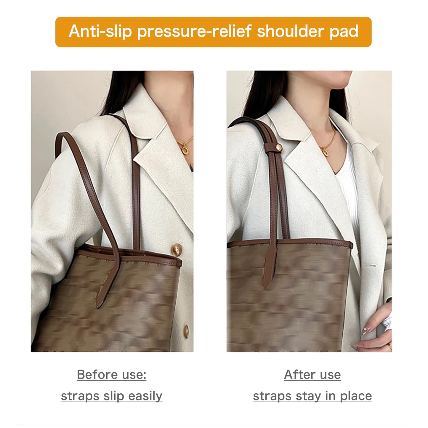 Shoulder Strap Pad Compatible with Tote Bags, Handbag Accessories, Upgraded Anti-Slip Cushion, Leather Strap Pad, Pressure Relief –Wide Strap Version Black
