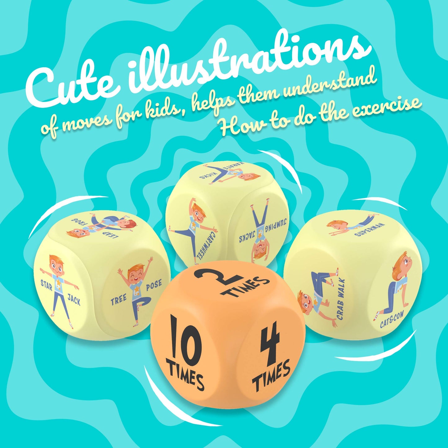 Skywin Exercise Dice, 6-Sided Foam Fitness Workout Dice for Kids Solo or Group Classes, for Home, Classroom and Physical Education Learning
