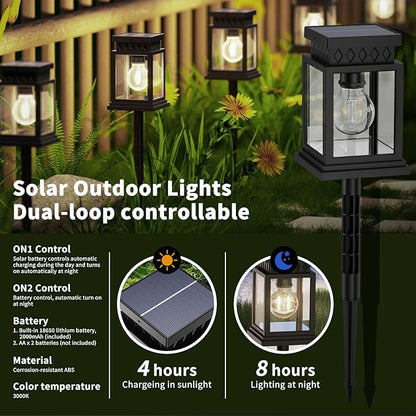 Solar Pathway Lights Outdoor for Pathway Garden Yard Patio Driveway, Solar Walkway Lights Auto On/Off, Warm White, Up to 8H Lighting (8 Pack)