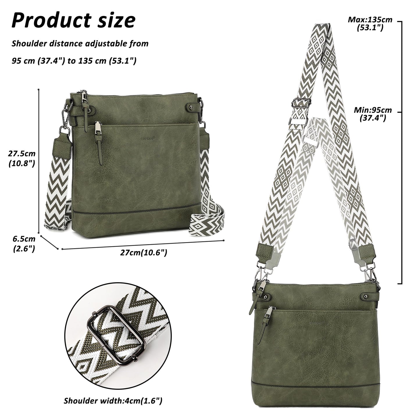 TANTOMI Vegan Leather Crossbody Bags for Women Hobo Travel Purse with Guitar Strap Trendy Women's Handbags with 6 Card Slots