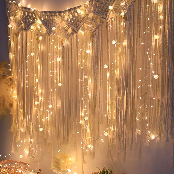 Copper Wire Firecracker Christmas Lights, 10FT 200LED Battery Operated Twinkle Cluster Fairy Lights for Christmas Tree with Remote for Bedroom Dorm Wreath DIY Wedding Christmas Decoration