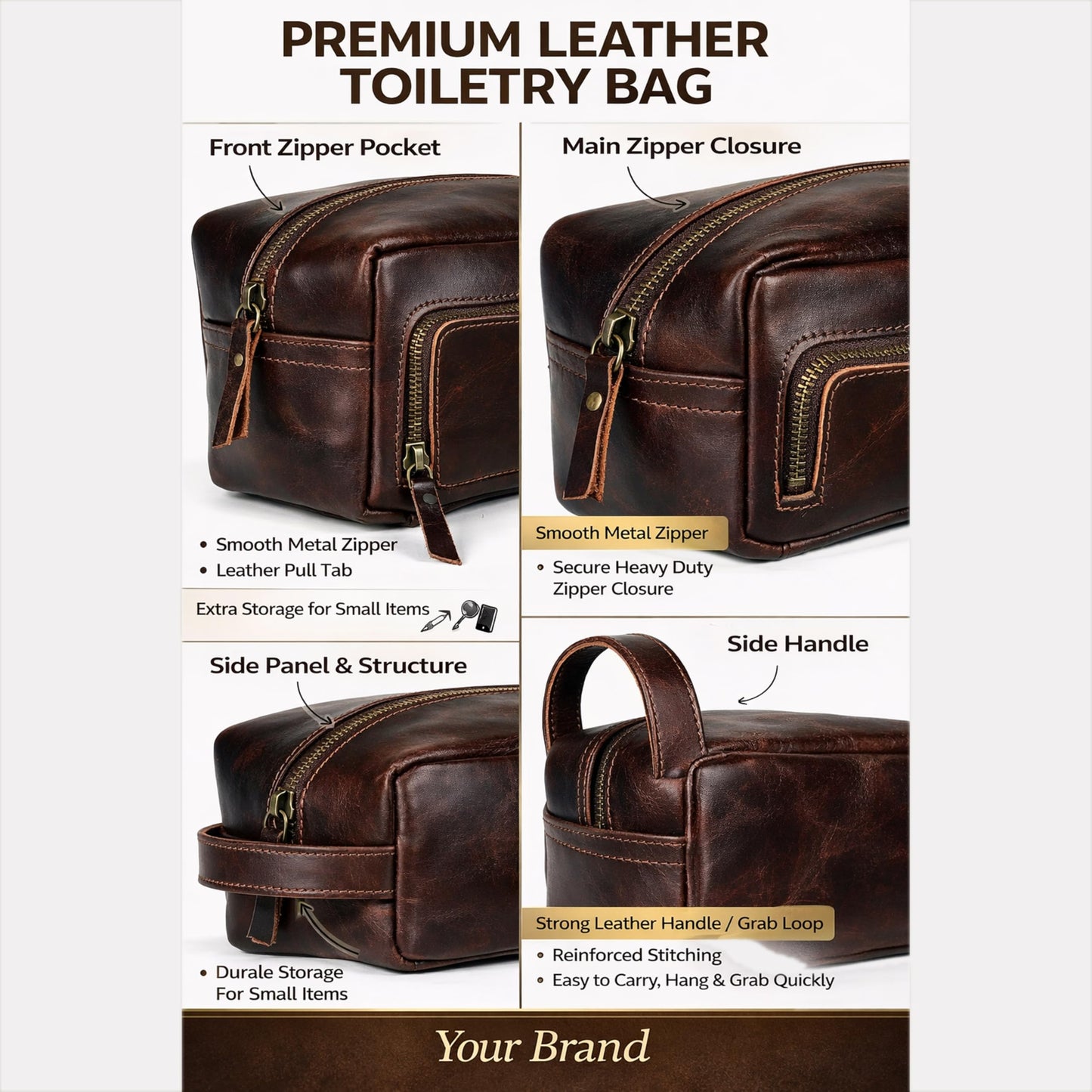Men's Toiletry Bag Leather Travel Toiletry Bag Dopp Kit for Men Shaving Bag for Travel Accessories 101 YEAR QUALITY REPLACEMENT WARRENTY