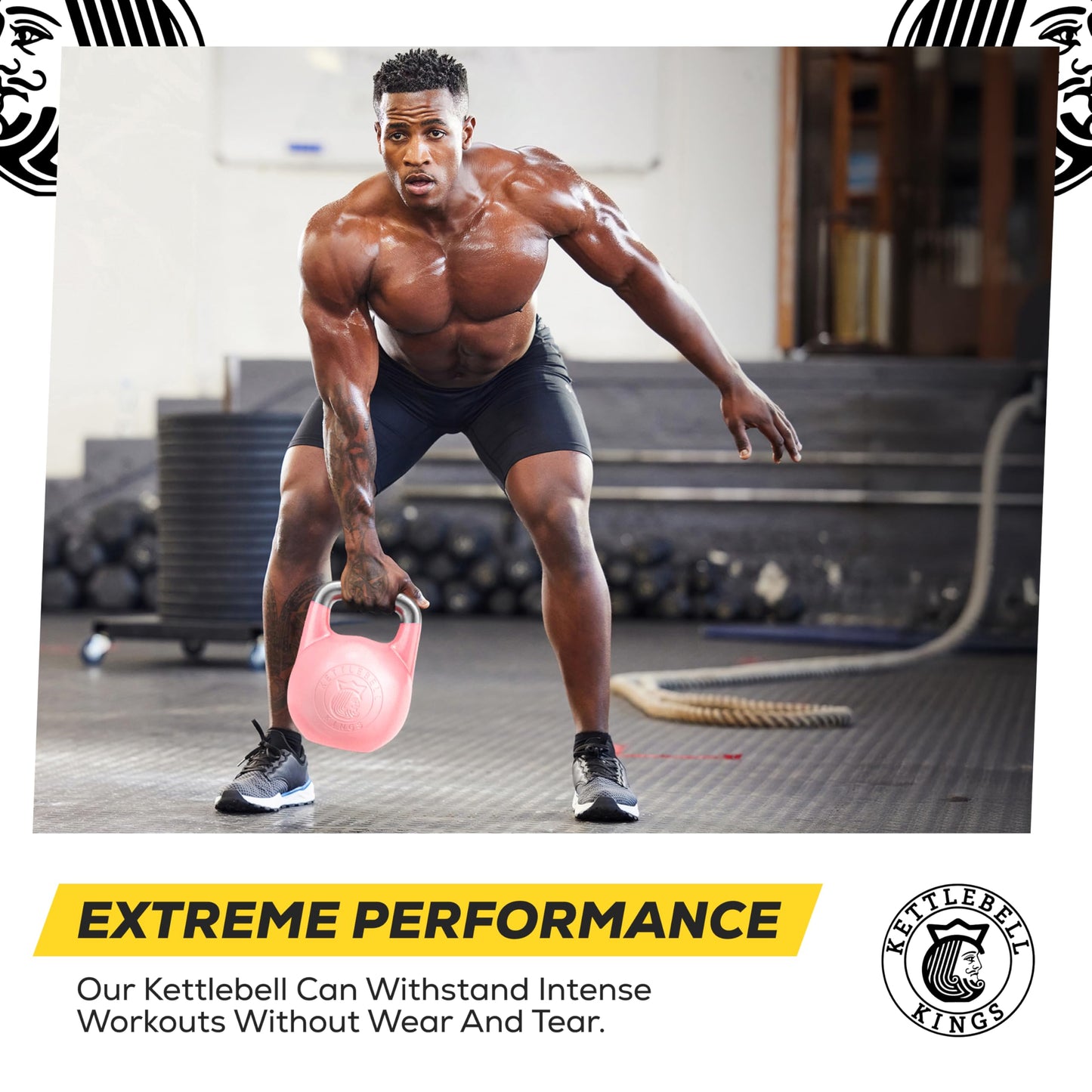 Kettlebell Kings Competition Kettlebells Weight (35mm handle) 8-48 KG | Hand weights Workout Gym Equipment & Strength training sets for Women & Men for Home Gym | Suitable for High Repetition Workouts