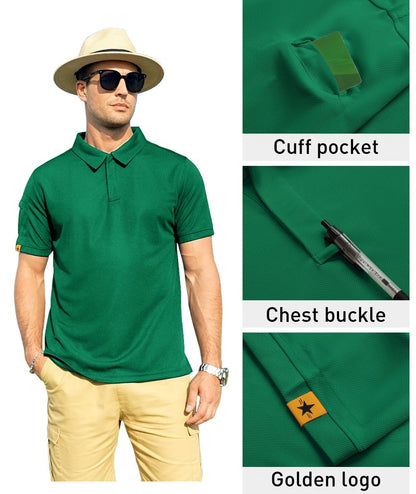 ZITY Mens Polo Shirt Short Sleeve Sports Tactical T-Shirt Athletic Golf Polos Daily Casual Stylish Collared Shirts for Men Viridian 3X-Large