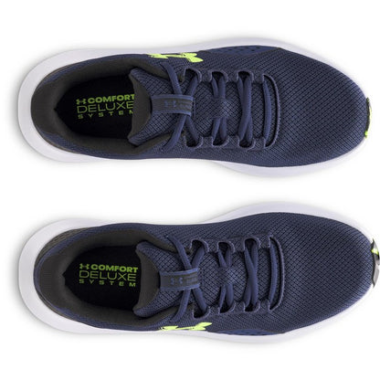 Under Armour Men's Charged Surge 4, (404) Washed Navy/Black/High Vis Yellow, 13, US