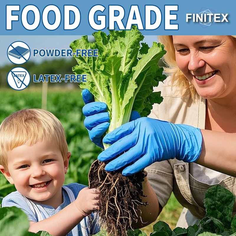 FINITEX Blue Disposable Nitrile Exam Gloves - 200 PCS/BOX 3.5mil Rubber Powder-Free Latex-Free Medical Examination Home Cleaning Food Gloves, MEDIUM