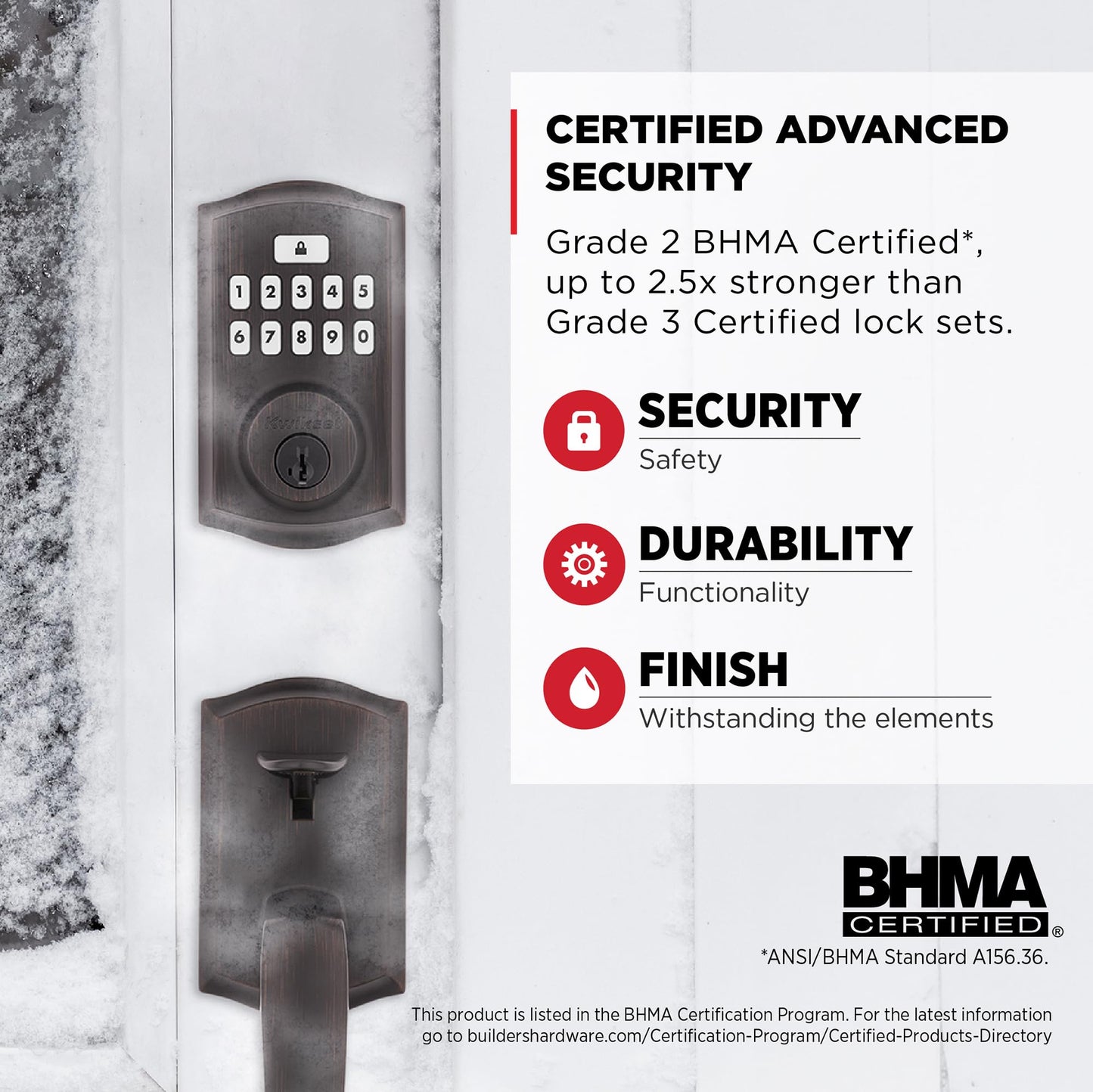 Kwikset SmartCode 260 Keyless Entry Electronic Keypad Deadbolt Door Lock with Auto-Lock, Custom User Codes, Advanced Security in Satin Nickel Contemporary