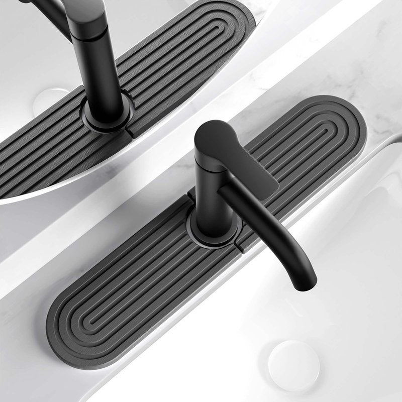 Dreatim Kitchen Faucet Absorbent Mat - Diatomite Stone Sink Tray, Quick Drying, Modern Design - Durable Faucet Drip Mat for Kitchen Sink and Bathroom Counter [17.7" x 3.9", Dark Grey]