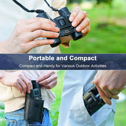 USCAMEL Binoculars for Adults and Kids 8×21 High Powered Compact Binoculars BAK4 Prism Easy Focus - for Bird Watching, Outdoor Use, Hunting, Travel (Black)