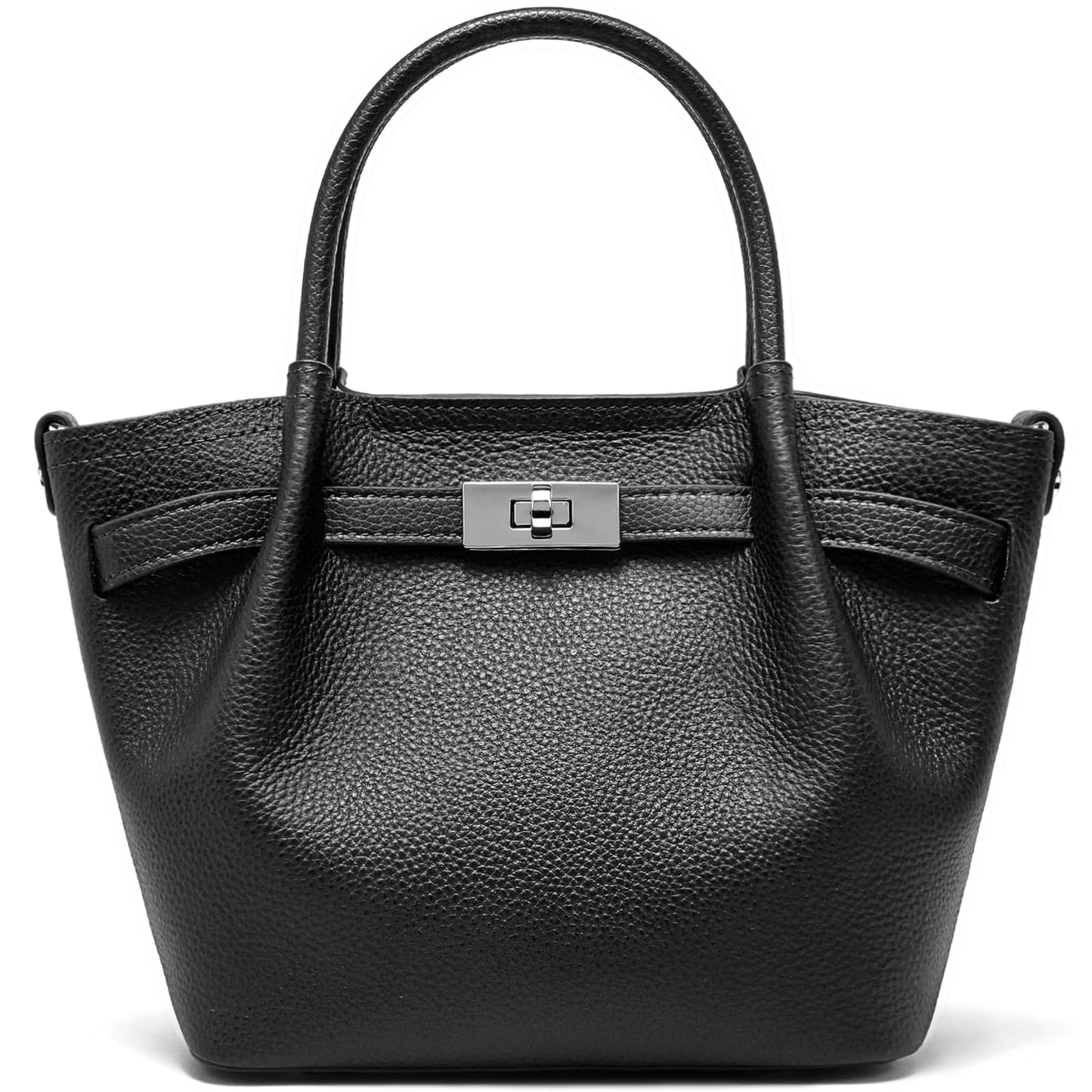 Genuine Leather Bucket Bags for Women: Small Tote Purses for Ladies Luxury Designer Crossbody Satchel Handbags(Black)