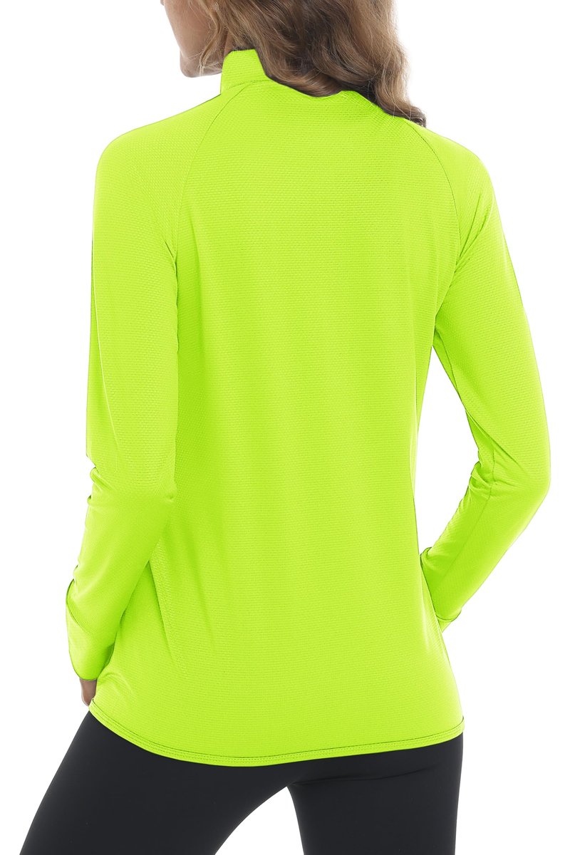 MAGCOMSEN Women's Lightweight Workout Jackets UV Protection Jacket Long Sleeve Shirts Running Fishing Hiking Shirts Fluorescent Yellow S