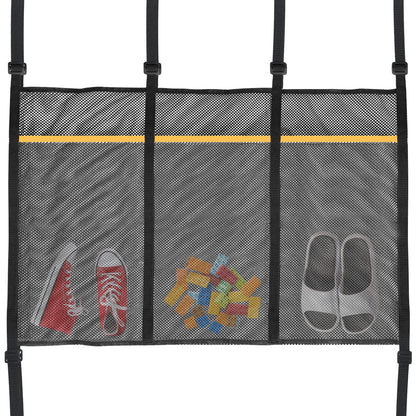 Mordx Trampoline Shoes Bag, 3 Pouch Storage Mesh Bag Trampoline Shoe Holder,Indoor Household Item Fitness Shoes Organizer, Trampoline Item Storage Accessories Equipment Bag, black
