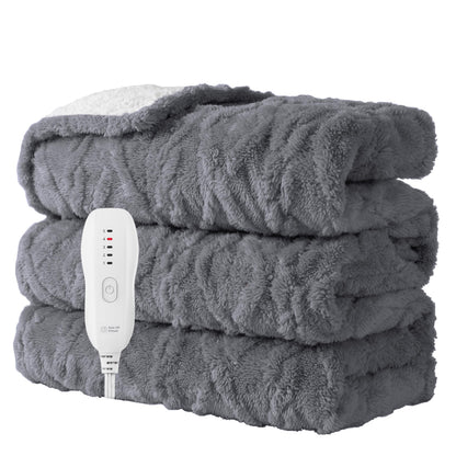 Heated Blanket-Electric Blanket,50"x60" Soft Heated Throw Blanket with 5 Heating Levels & 3 Hours auto-Off,Over-Heat Protection Fast-Heating,Machine Washable（Purple）