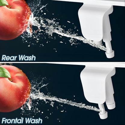 BIGCOW Ultra-Slim Bidet Attachment for Toilet - Dual Nozzle (Frontal & Rear Wash) with Adjustable Cold Water Pressure and Stainless Steel Inlet - Hygienic Solution for Fresh Cleanliness