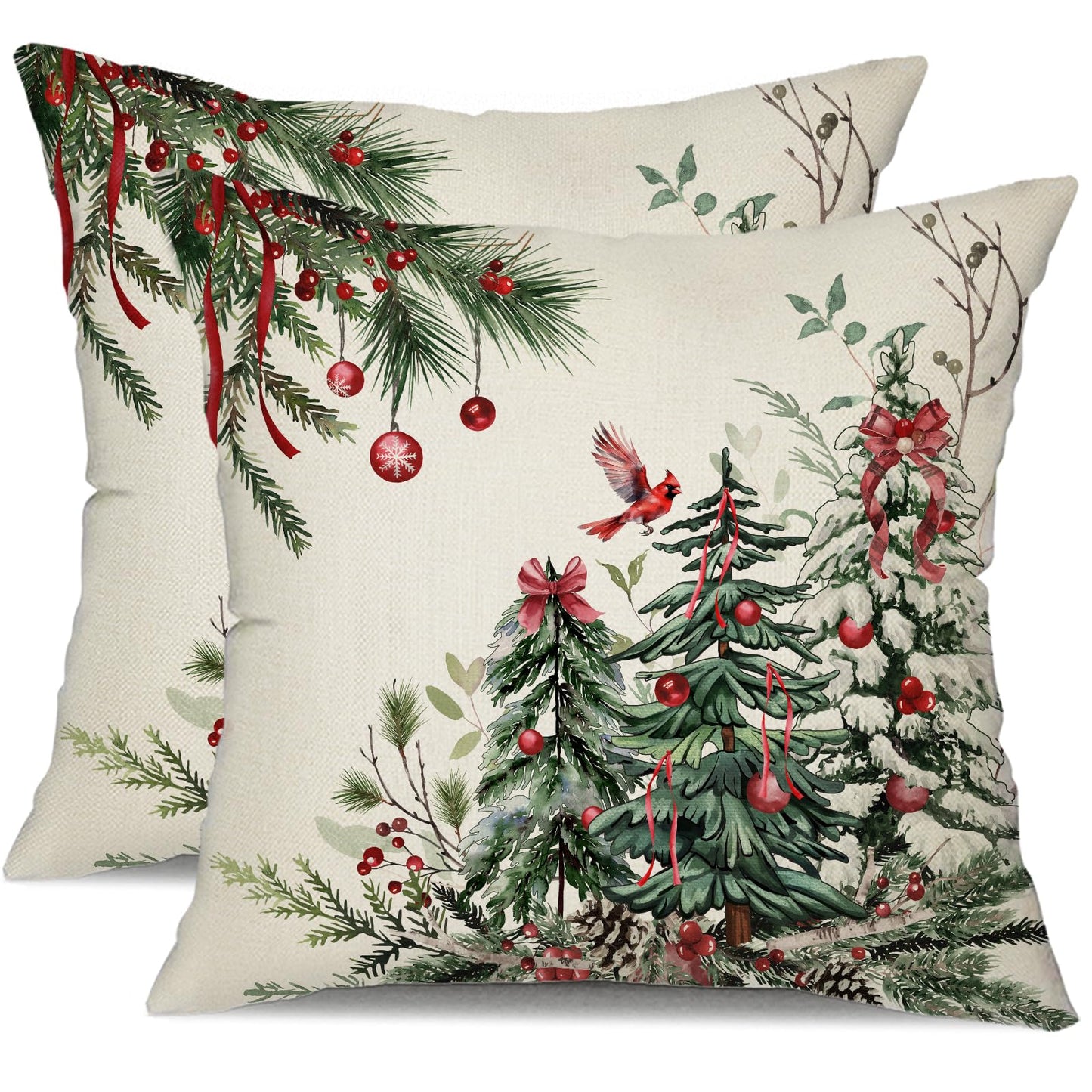 DFXSZ Christmas Pillow Covers 18x18 Inch Set of 2 Christmas Tree Decorations Throw Pillows Winter Xmas Decor for Home Couch TH-35B18