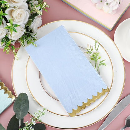 Estune 100 Pack Pastel Napkins with Gold Foil Scalloped Edge 4 x 8 Inch 2 Ply Disposable Thick Paper Cocktail Napkins Unicorn Party Decor for Wedding Dinner Birthday Tea Party Supplies(Multi Color)