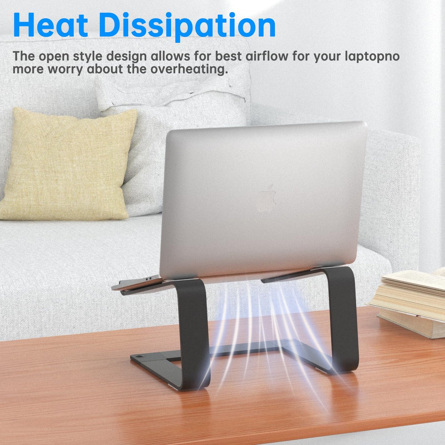 GleYo Laptop Stand for Desk Detachable Aluminum Computer Riser Portable Metal Notebook Holder Compatible with MacBook Air, Pro, Dell, HP, Lenovo and All 10-16" Laptops, Black